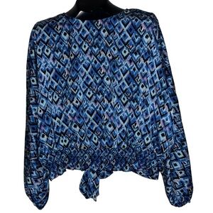 Marc Newyork style Colourful Geo pattern long sleeve blouse  Sz L New